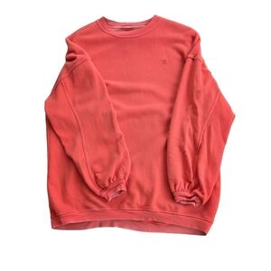 Aerie Pretty Coral Sweatshirt Oversized Medium Heart Distressed
